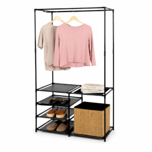 organizador de ropa calzado c/ estantes perchero rack negro