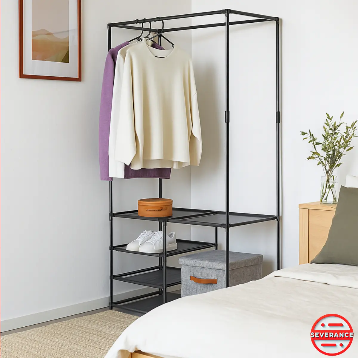 Organizador De Ropa Calzado C/ Estantes Perchero Rack Negro - Image 4
