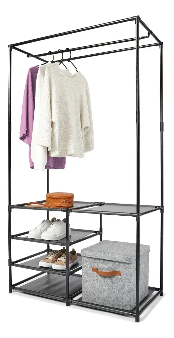 Organizador De Ropa Calzado C/ Estantes Perchero Rack Negro - Image 5