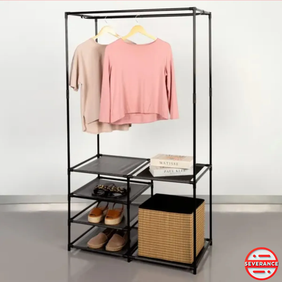 Organizador De Ropa Calzado C/ Estantes Perchero Rack Negro - Image 2